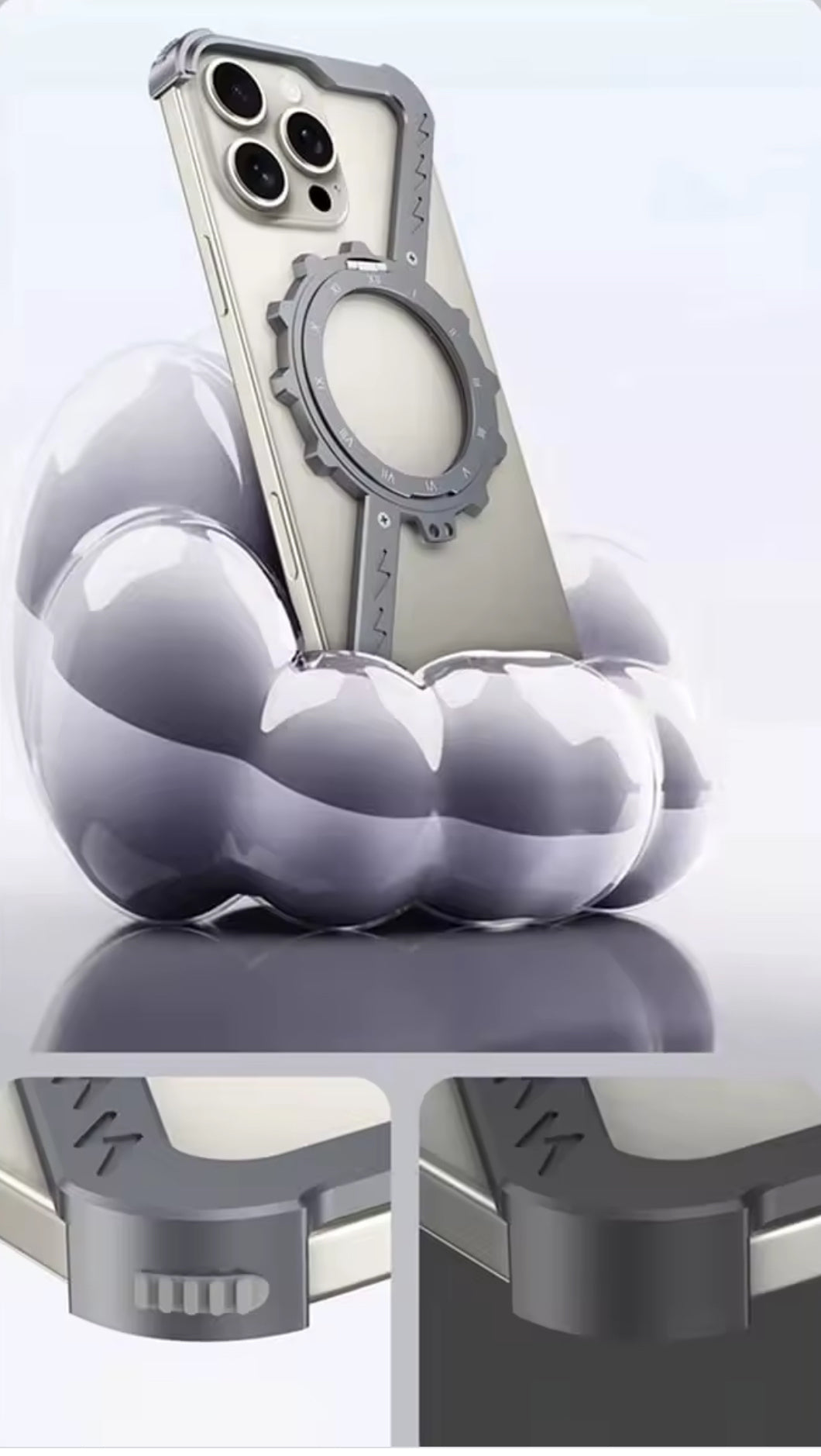 Luxury Aluminum Metal Magnetic Rotating Bracket Mobile Phone case