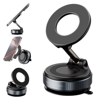 Alloy Folding Strong Magnet Magnetic Phone Holder Desk Wall Car Suction Windshield Adjustable Rotation Vacuum Adsorption Mount