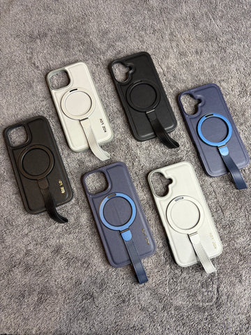 iPhone MagGrip Leather Case with Metal Ring.