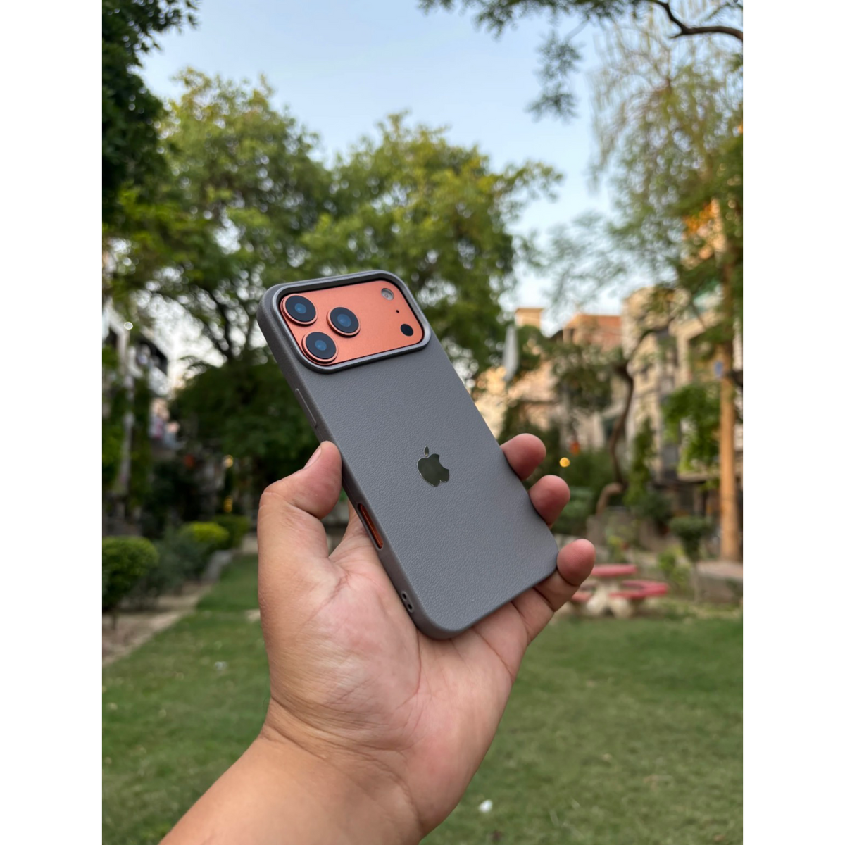 iPhone Leather Finish case (Grey)