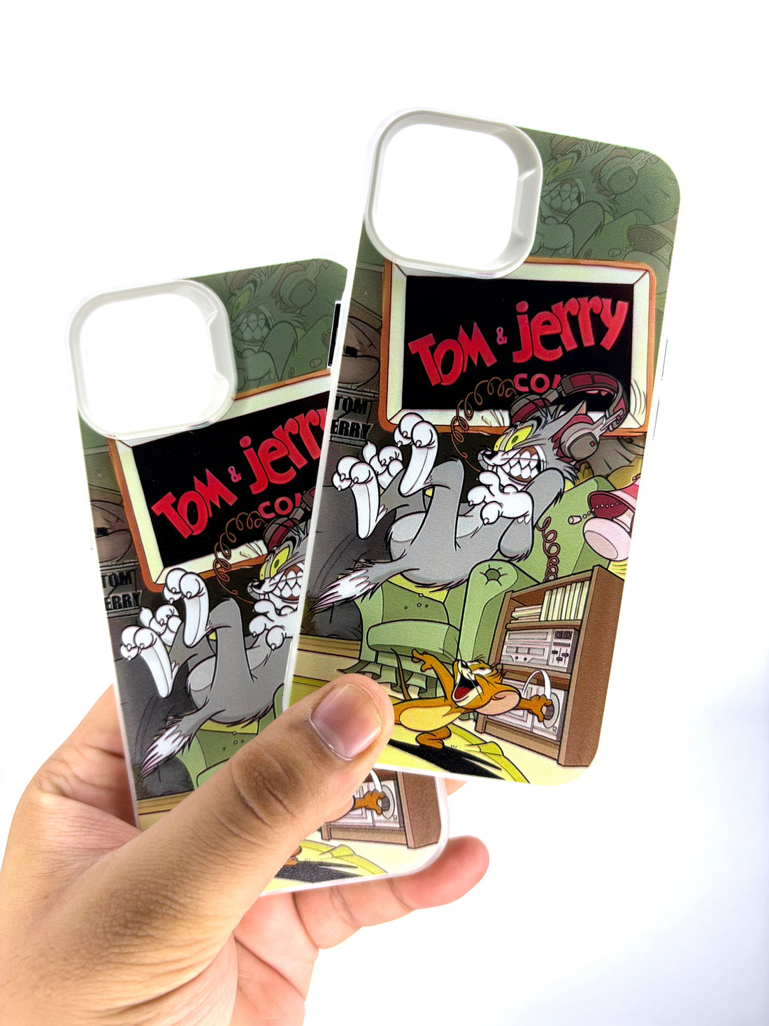 iPhone Matte Finish Case - White Tom And Jerry (iPhone 12 Series)