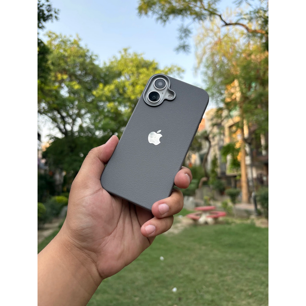 iPhone Leather Finish case (Grey)