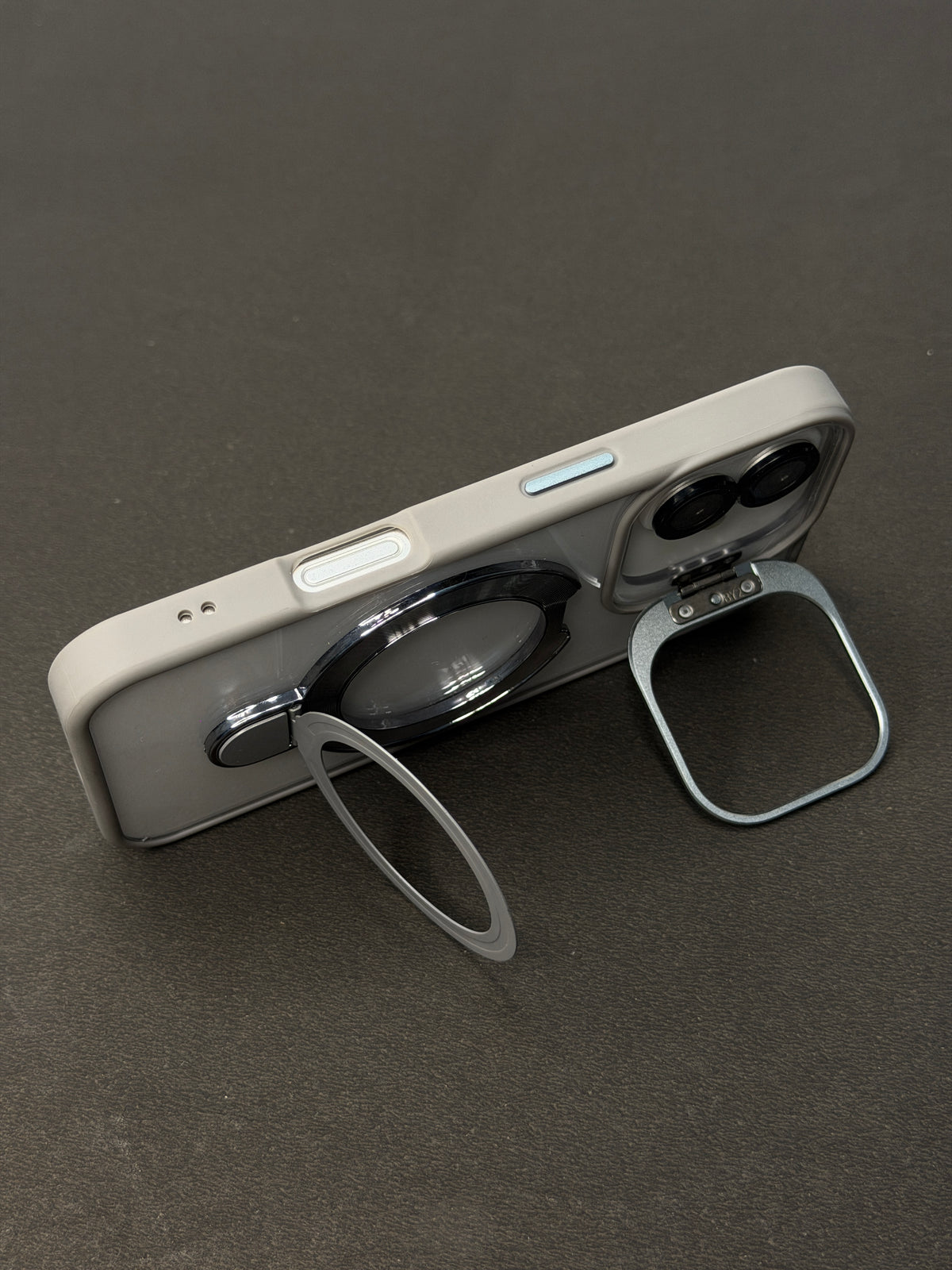 Magnetic Ring Holder iPhone Case with Max Shockproof and Camera Stand Lens Protection Shell (Grey)