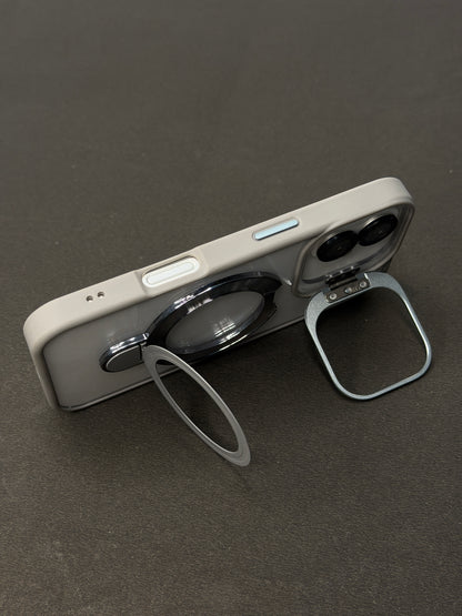 Magnetic Ring Holder iPhone Case with Max Shockproof and Camera Stand Lens Protection Shell (Grey)