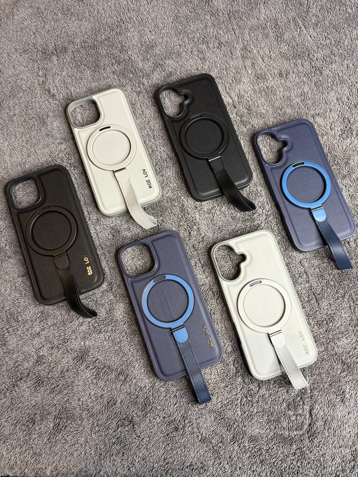 iPhone MagGrip Leather Case with Metal Ring.