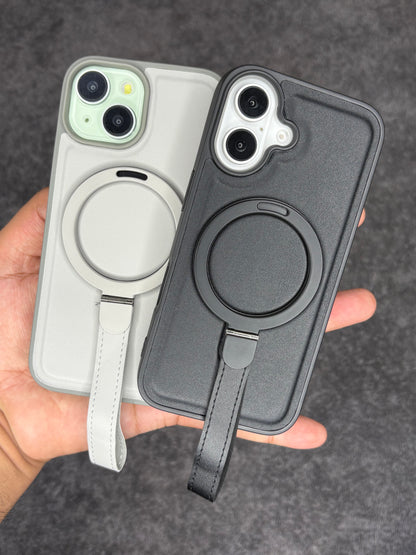 iPhone MagGrip Leather Case with Metal Ring.