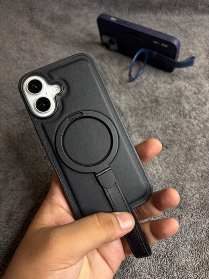 iPhone MagGrip Leather Case with Metal Ring.