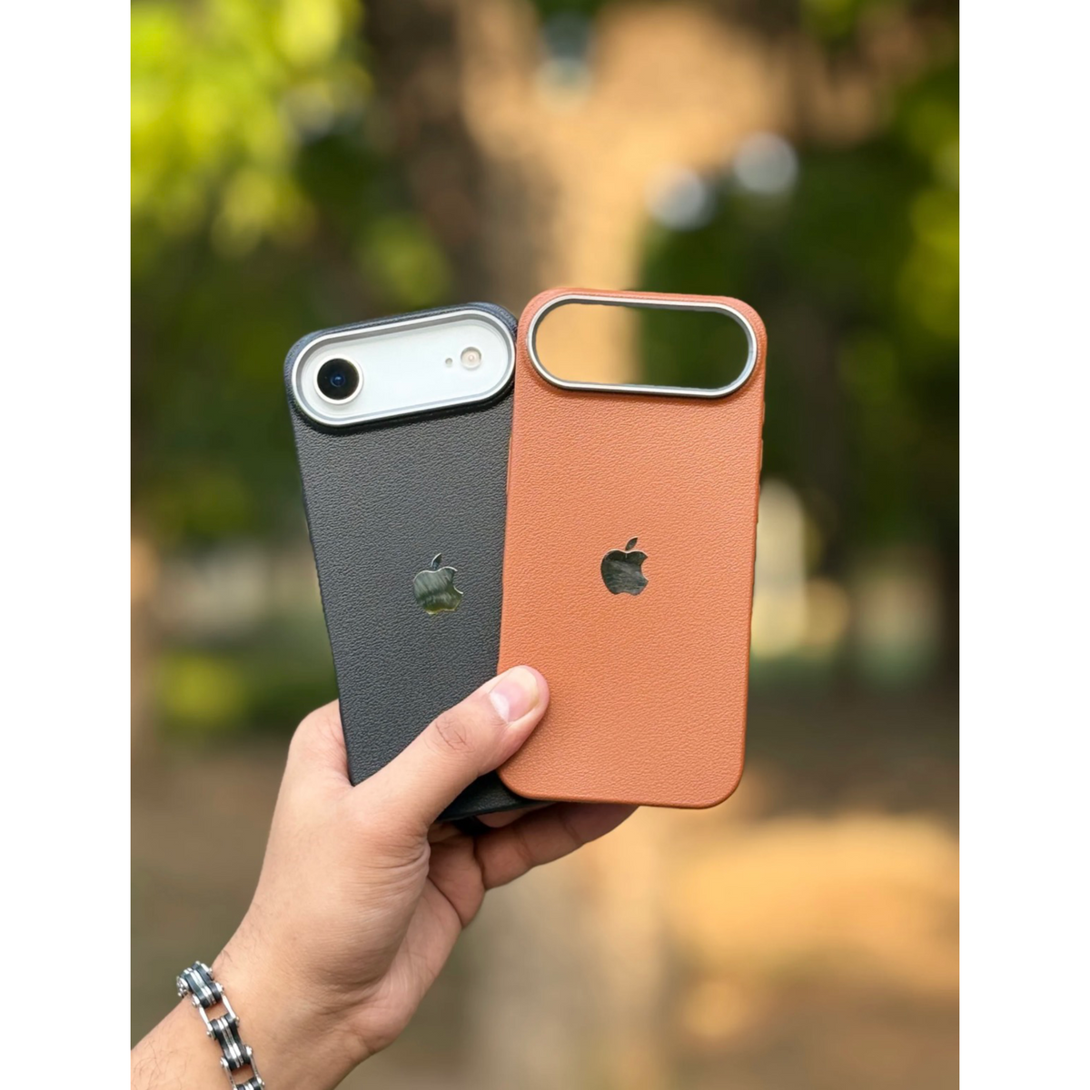 Pack of 3 - iPhone Leather Finish cases (Brown, Grey, Black)