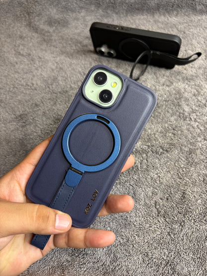 iPhone MagGrip Leather Case with Metal Ring.