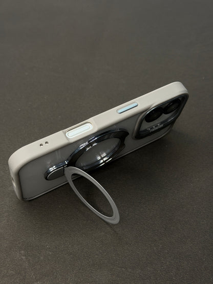 Magnetic Ring Holder iPhone Case with Max Shockproof and Camera Stand Lens Protection Shell (Grey)