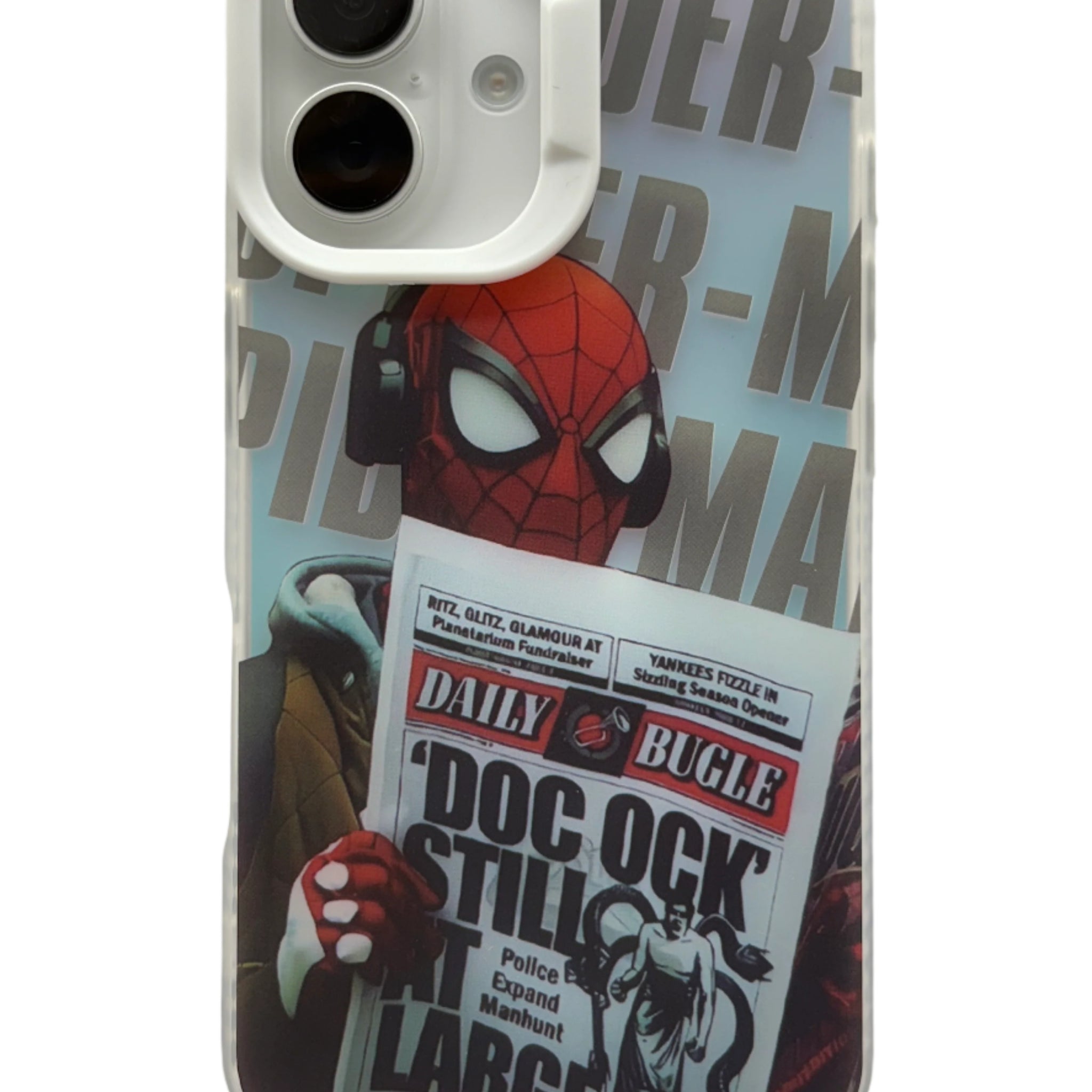 iPhone 3D Fluorescent Case - Newspaper Spider White Ring (iPhone 14 Series)