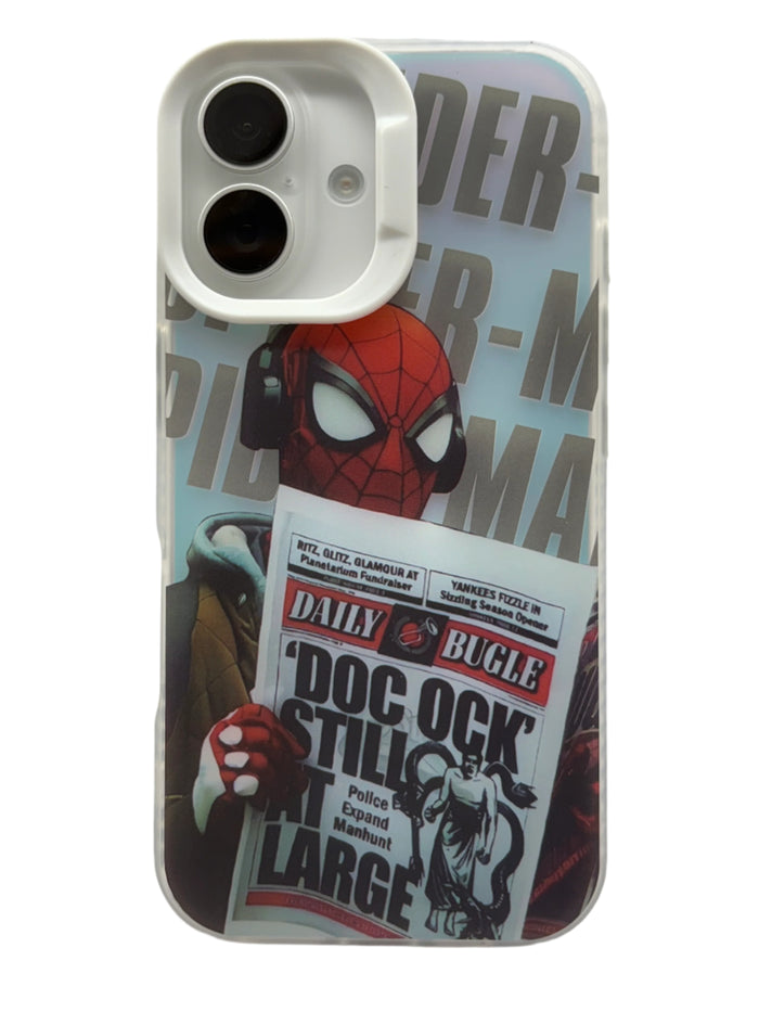 iPhone 3D Fluorescent Case - Newspaper Spider White Ring