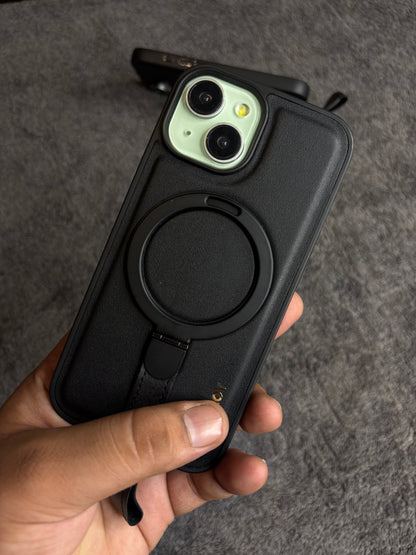 iPhone MagGrip Leather Case with Metal Ring.