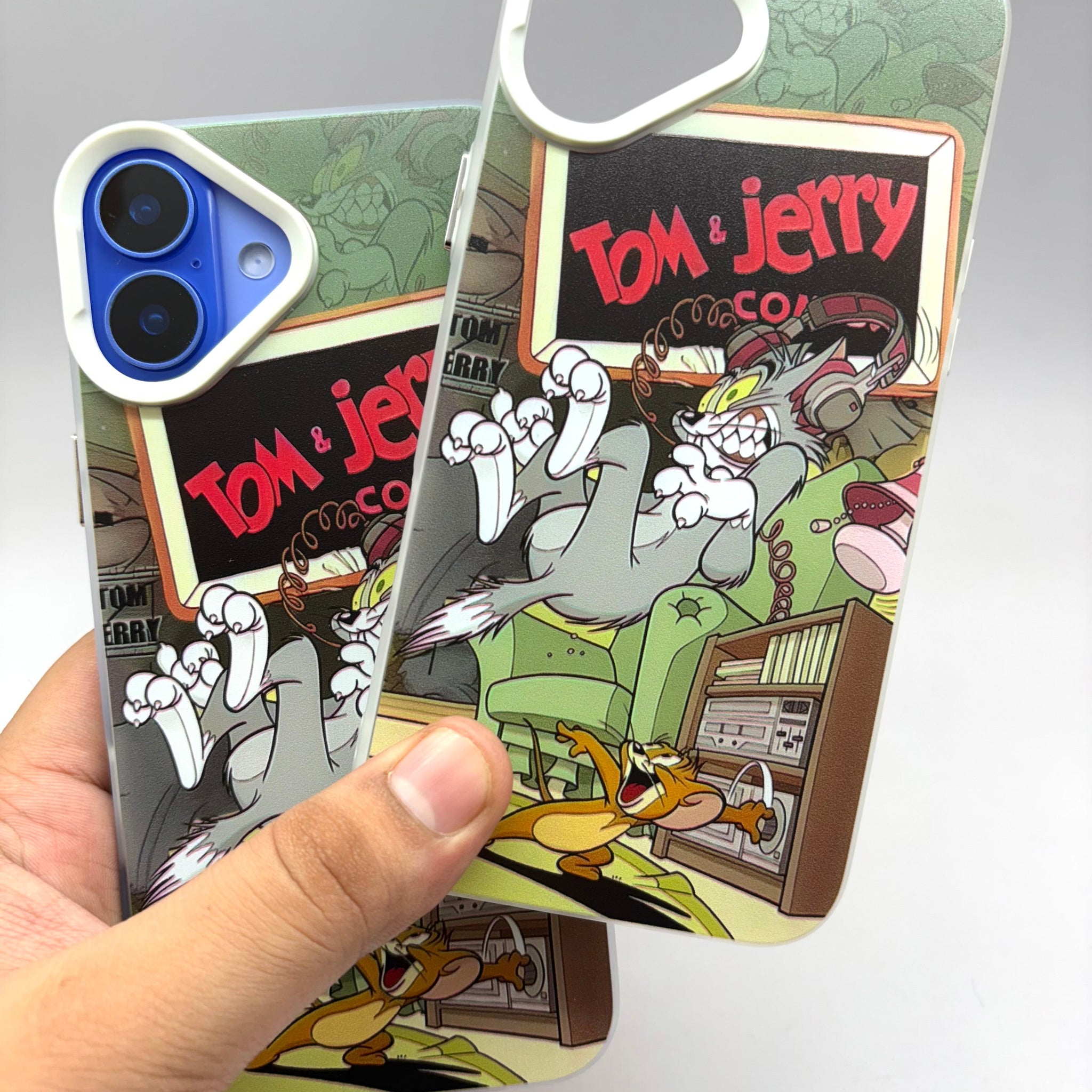 iPhone Matte Finish Case - White Tom And Jerry (iPhone 12 Series)