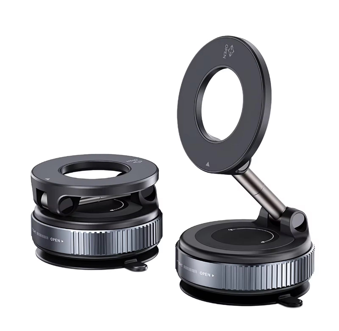 Alloy Folding Strong Magnet Magnetic Phone Holder Desk Wall Car Suction Windshield Adjustable Rotation Vacuum Adsorption Mount