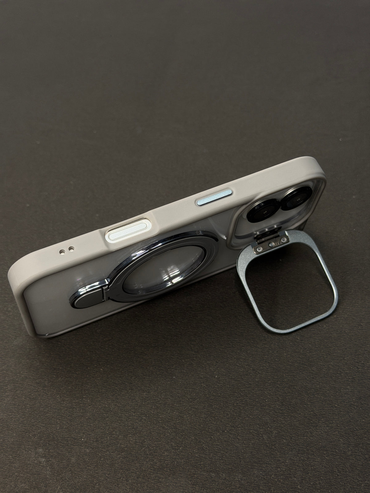 Magnetic Ring Holder iPhone Case with Max Shockproof and Camera Stand Lens Protection Shell (Grey)