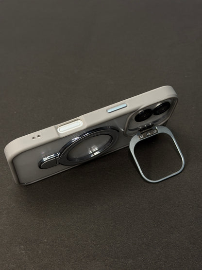 Magnetic Ring Holder iPhone Case with Max Shockproof and Camera Stand Lens Protection Shell (Grey)