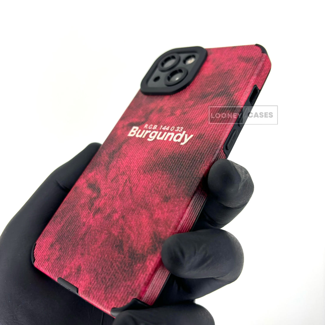 iPhone Textured Printed case - Burgundy (iPhone 12 Series)