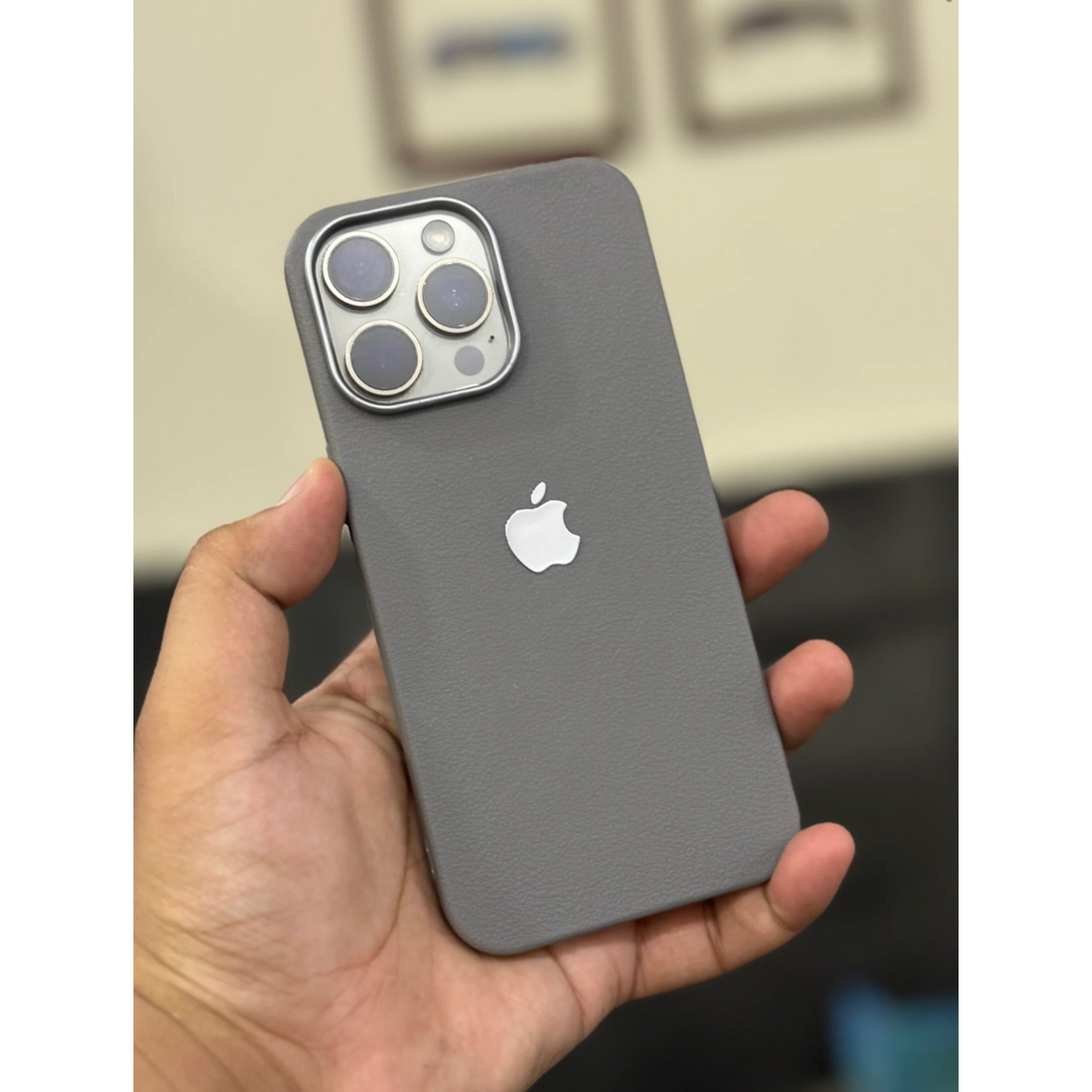 iPhone Leather Finish case (Grey)