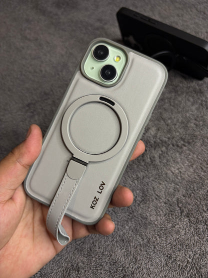 iPhone MagGrip Leather Case with Metal Ring.
