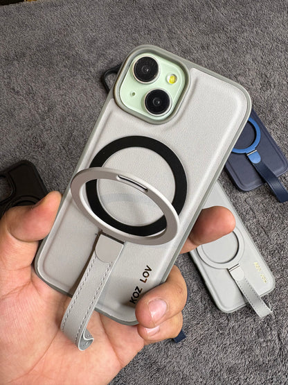 iPhone MagGrip Leather Case with Metal Ring.