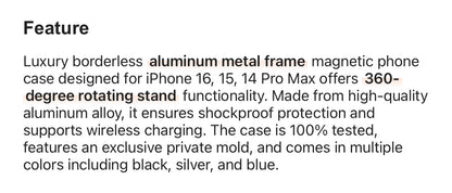 Luxury Borderless Aluminum Metal Frame Magnetic Phone Case