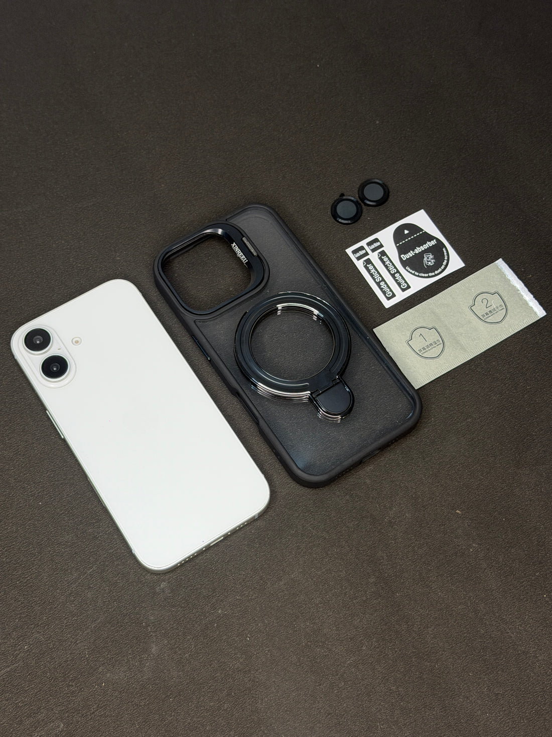 Magnetic Ring Holder iPhone Case with Max Shockproof and Camera Stand Lens Protection Shell (Black)