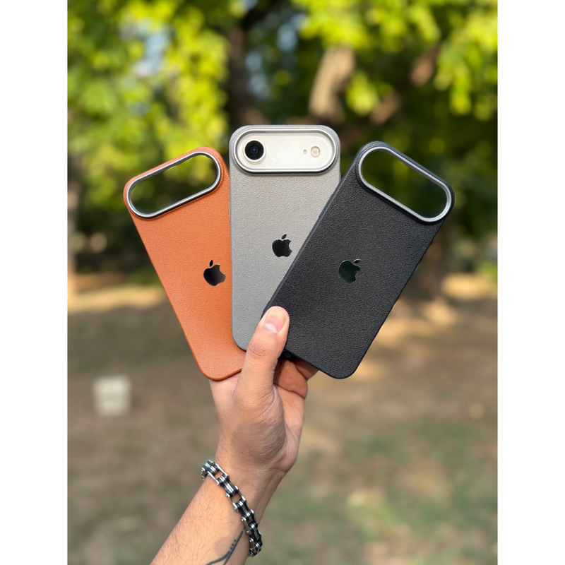 Pack of 3 - iPhone Leather Finish cases (Brown, Grey, Black)