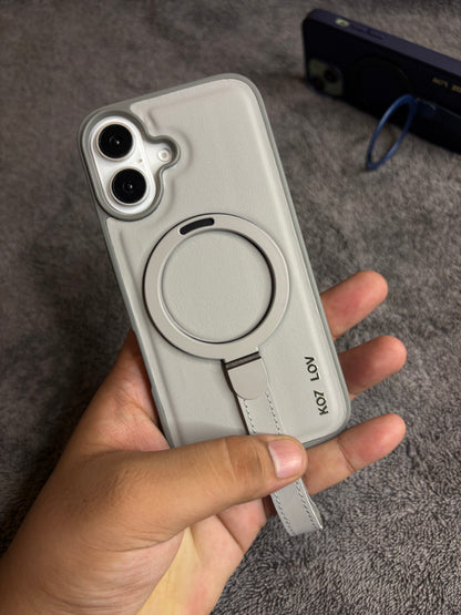 iPhone MagGrip Leather Case with Metal Ring.