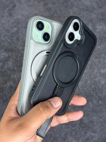 iPhone MagGrip Leather Case with Metal Ring.