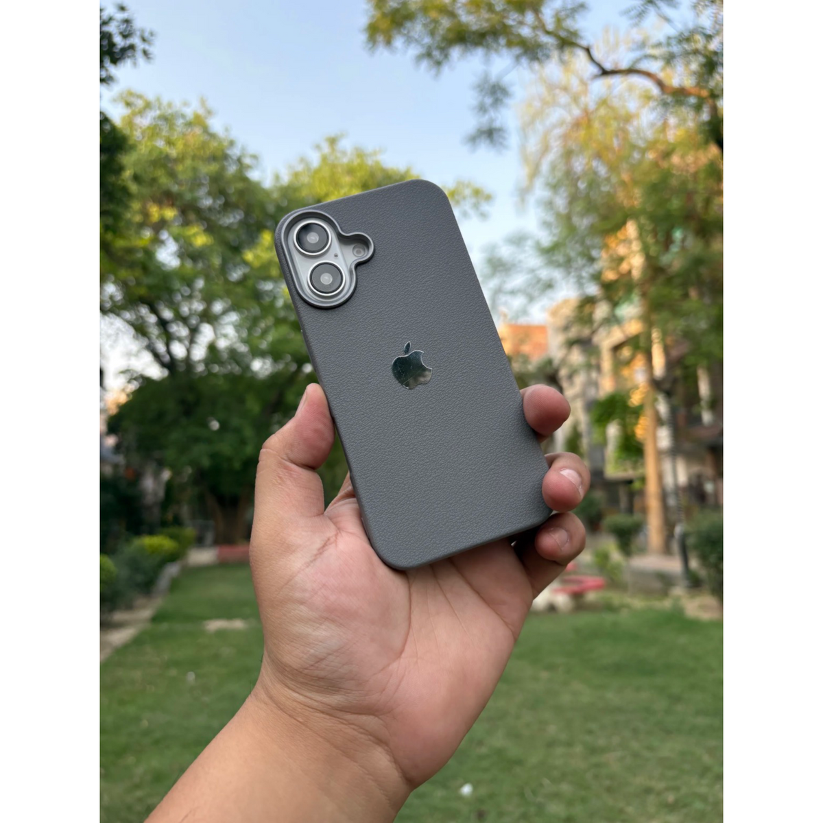 iPhone Leather Finish case (Grey)