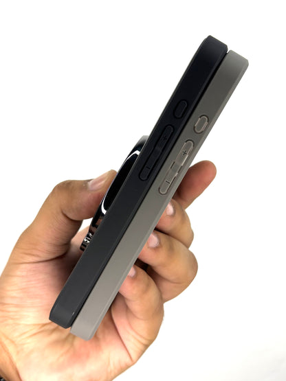iPhone Leather Finish Case with Built-in Stand Spinner Wheel