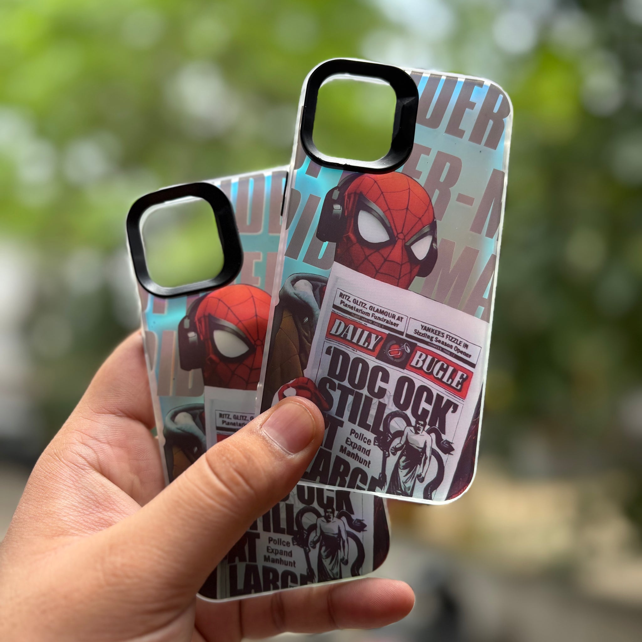 iPhone 3D Fluorescent Case - Newspaper Spider Black (iPhone 12 Series)